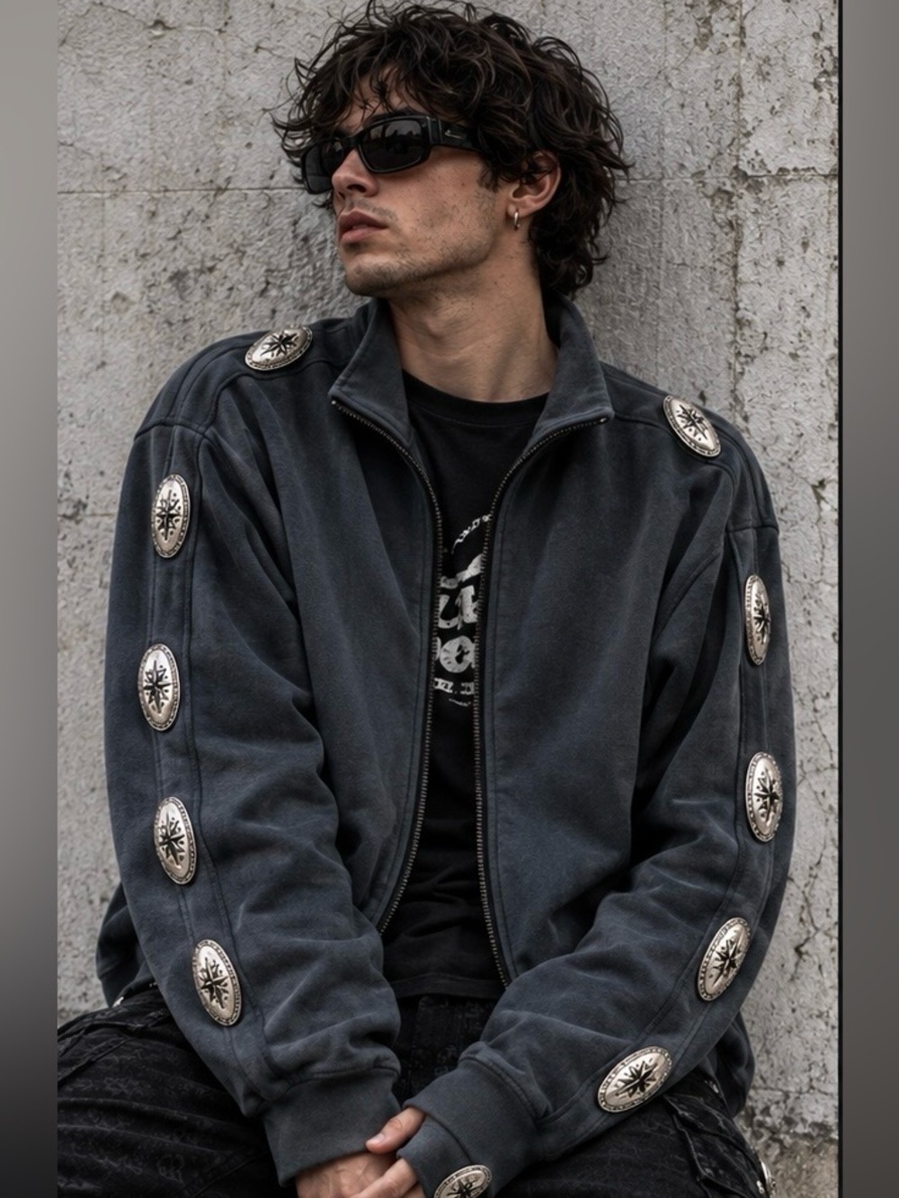 Alchemist Free Fallin’ Full Zip Sweatshirt, metallic/Embroidered Adornments, M